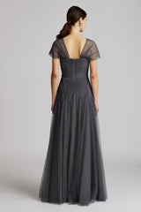 CAP SLEEVE TULLE GOWN