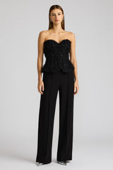 APPLIQUE ON LACE BUSTIER JUMPSUIT