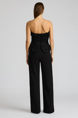 APPLIQUE ON LACE BUSTIER JUMPSUIT