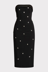 BEADED TUXEDO MIDI DRESS