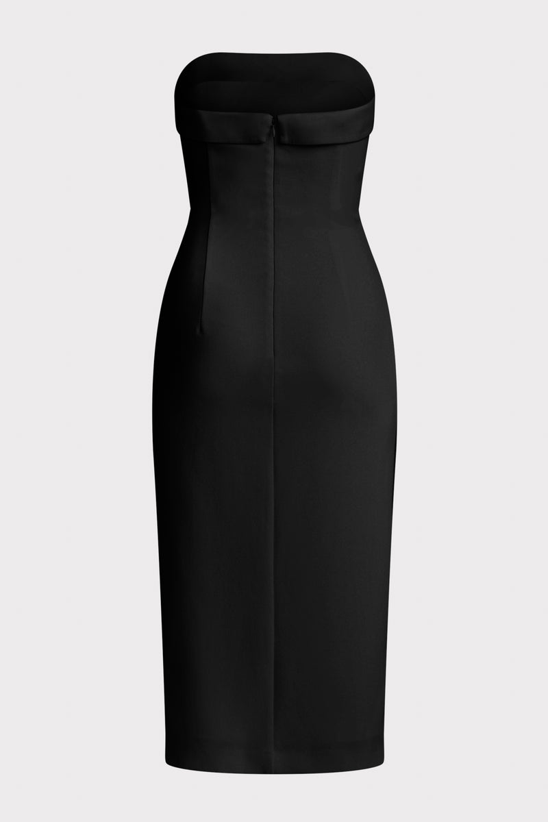 BEADED TUXEDO MIDI DRESS