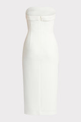 BEADED TUXEDO MIDI DRESS