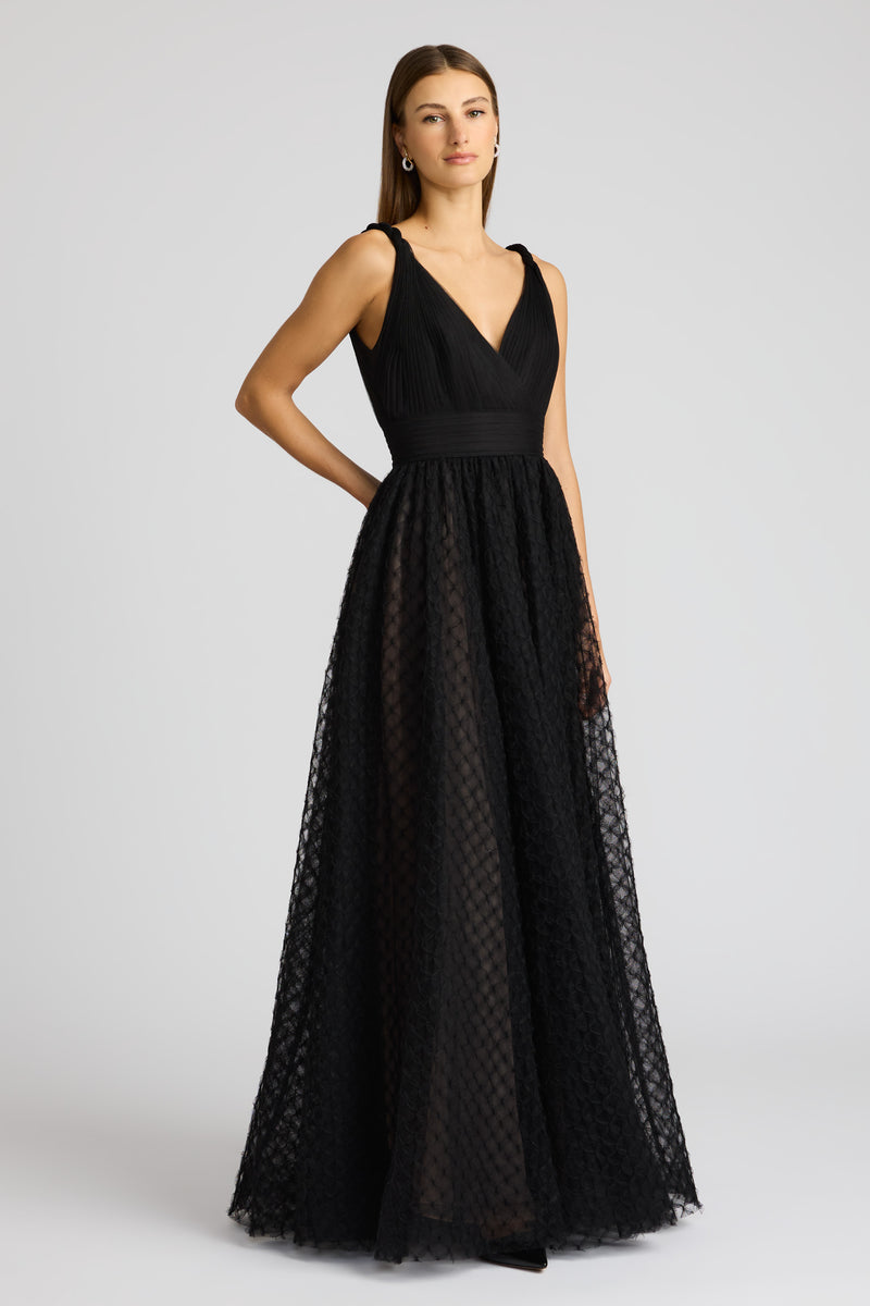 LAYERED LACE GOWN