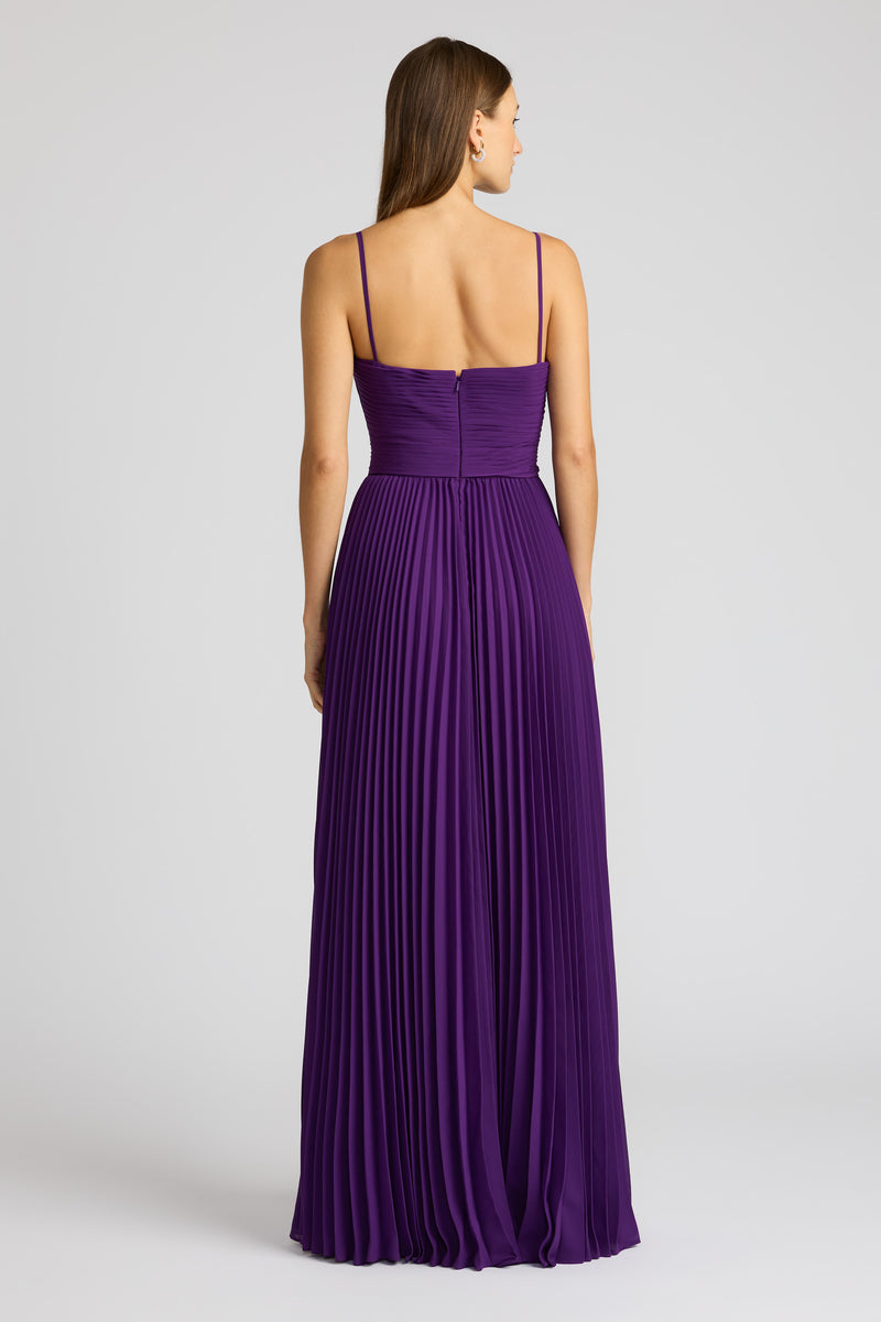 Chiffon Gown with Pleated Bodice