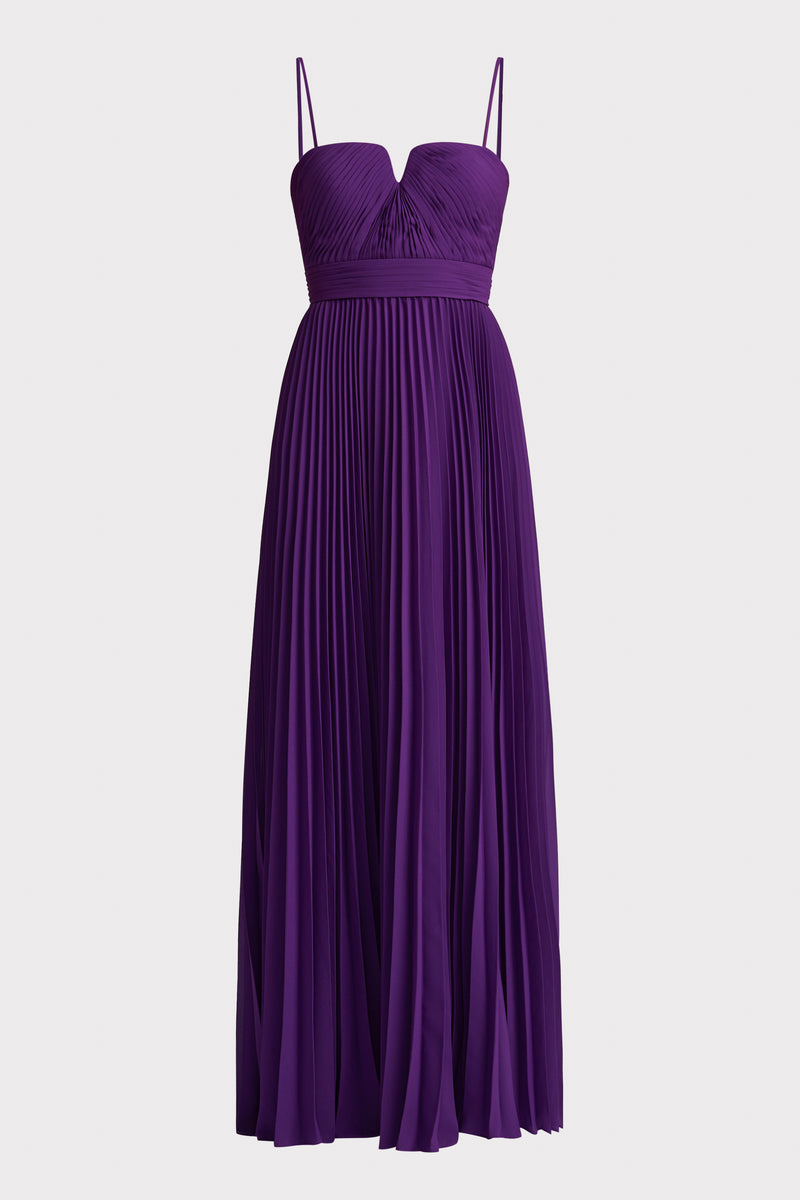 Chiffon Gown with Pleated Bodice