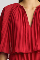 PLEATED CHIFFON CAPE GOWN