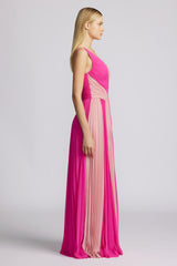 TWO TONE PLEATED CHIFFON GOWN
