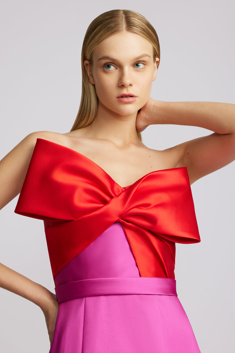 BOW TOP MIKADO GOWN