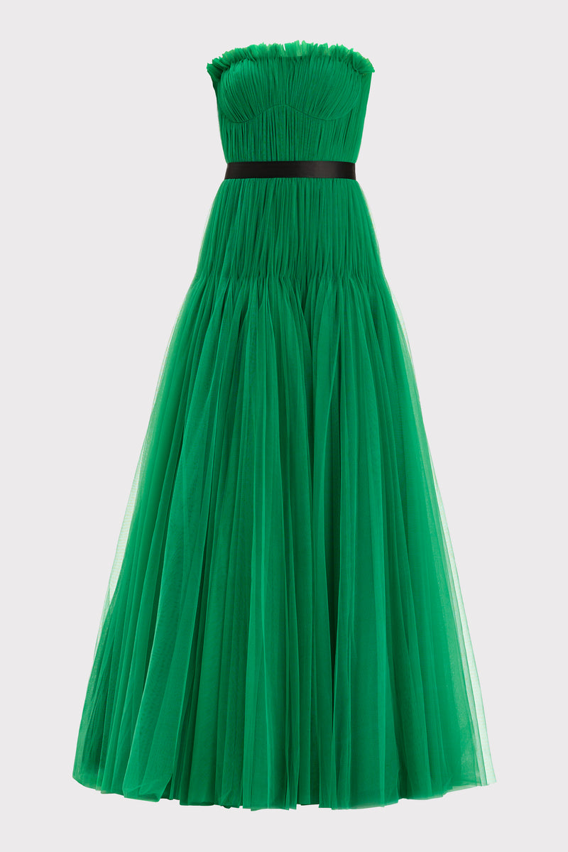 SLEEVELESS PLEATED GOWN