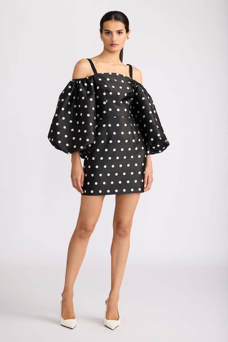 POLKADOT BALLOON SLEEVE MINI DRESS