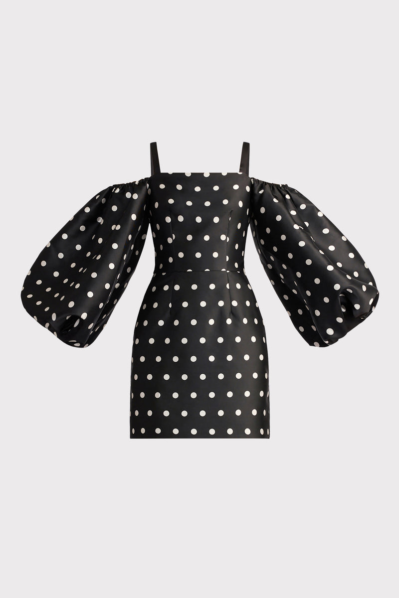 POLKADOT BALLOON SLEEVE MINI DRESS