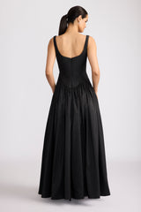 PORTRAIT NECK BUSTIER TAFFETA GOWN