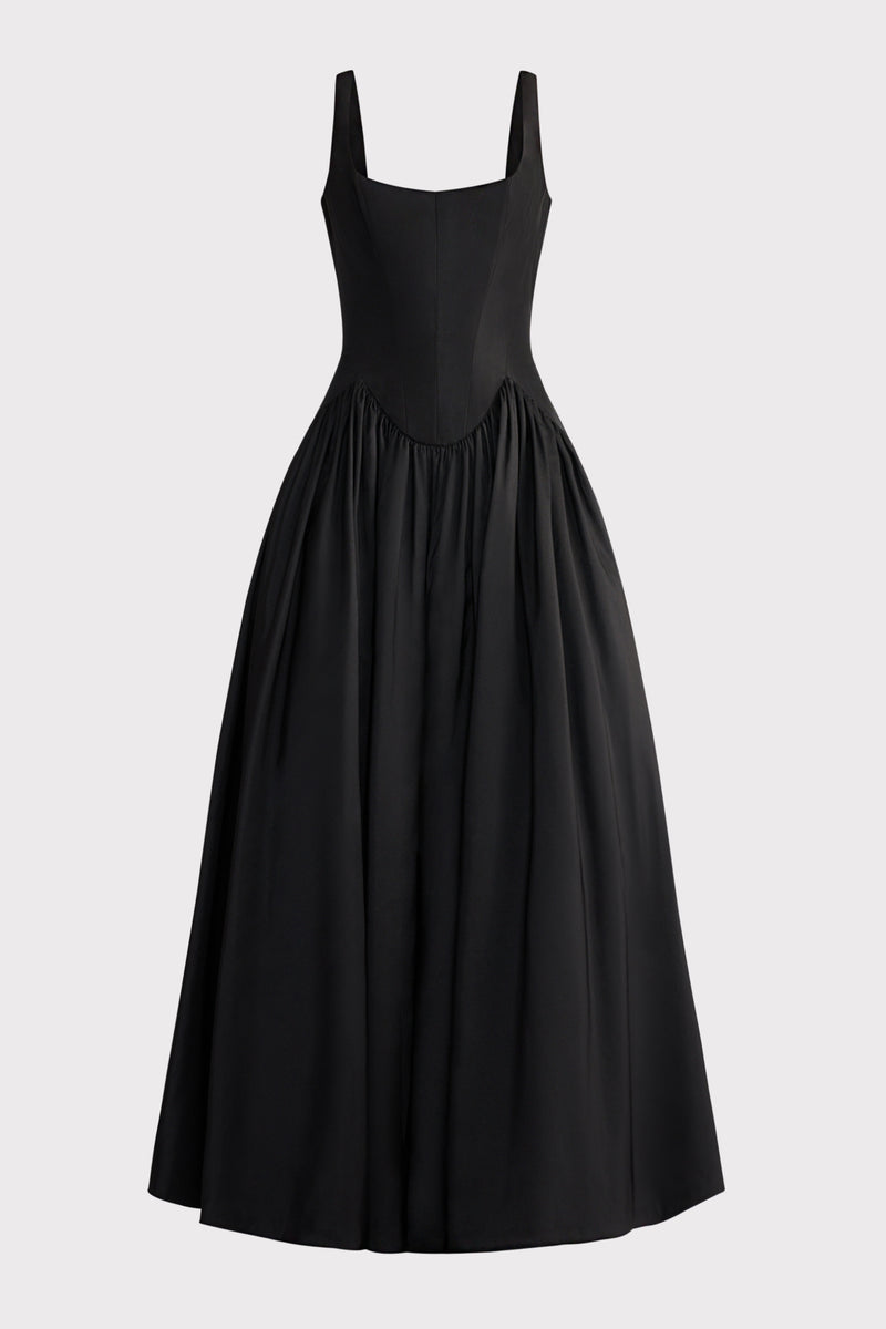 PORTRAIT NECK BUSTIER TAFFETA GOWN