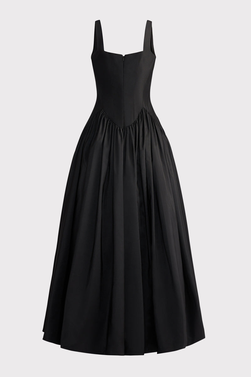 PORTRAIT NECK BUSTIER TAFFETA GOWN