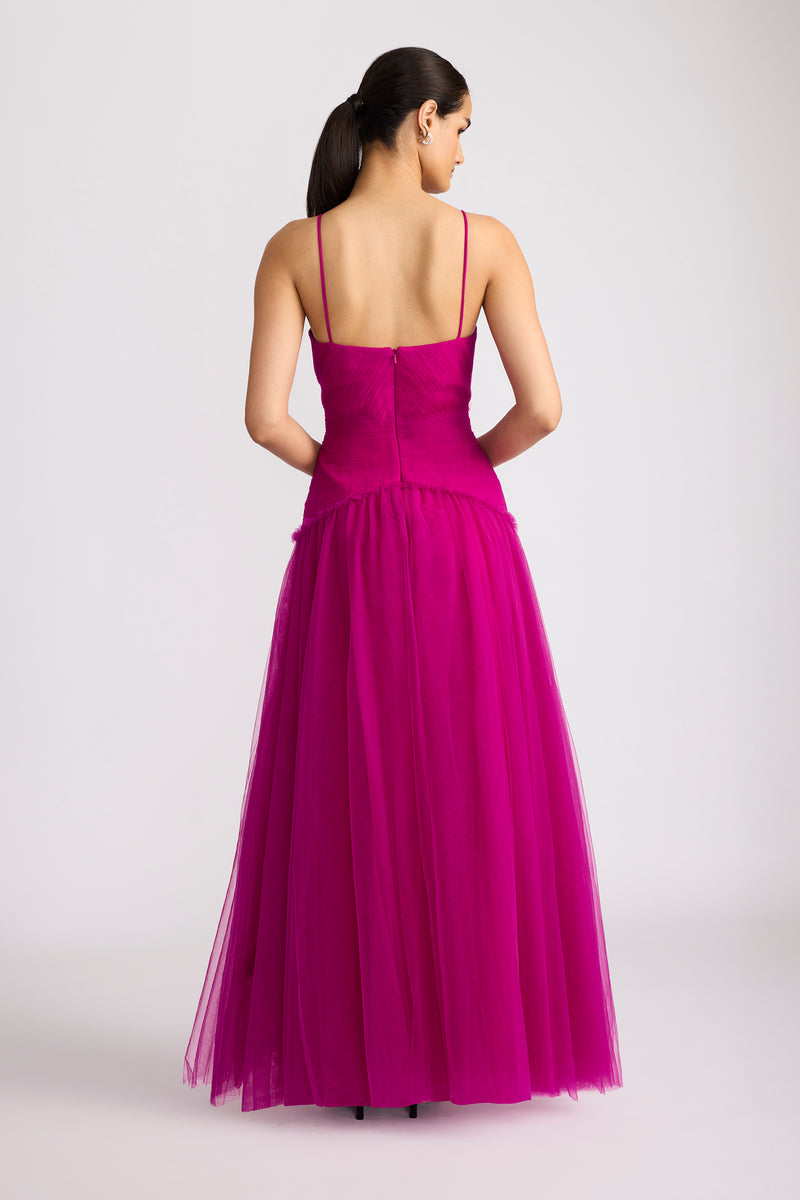 PLEATED TULLE GOWN