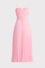 PLEATED CHIFFON MIDI DRESS