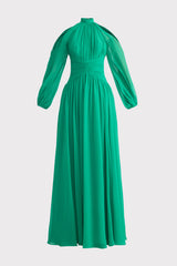 COLD SHOULDER CHIFFON GOWN