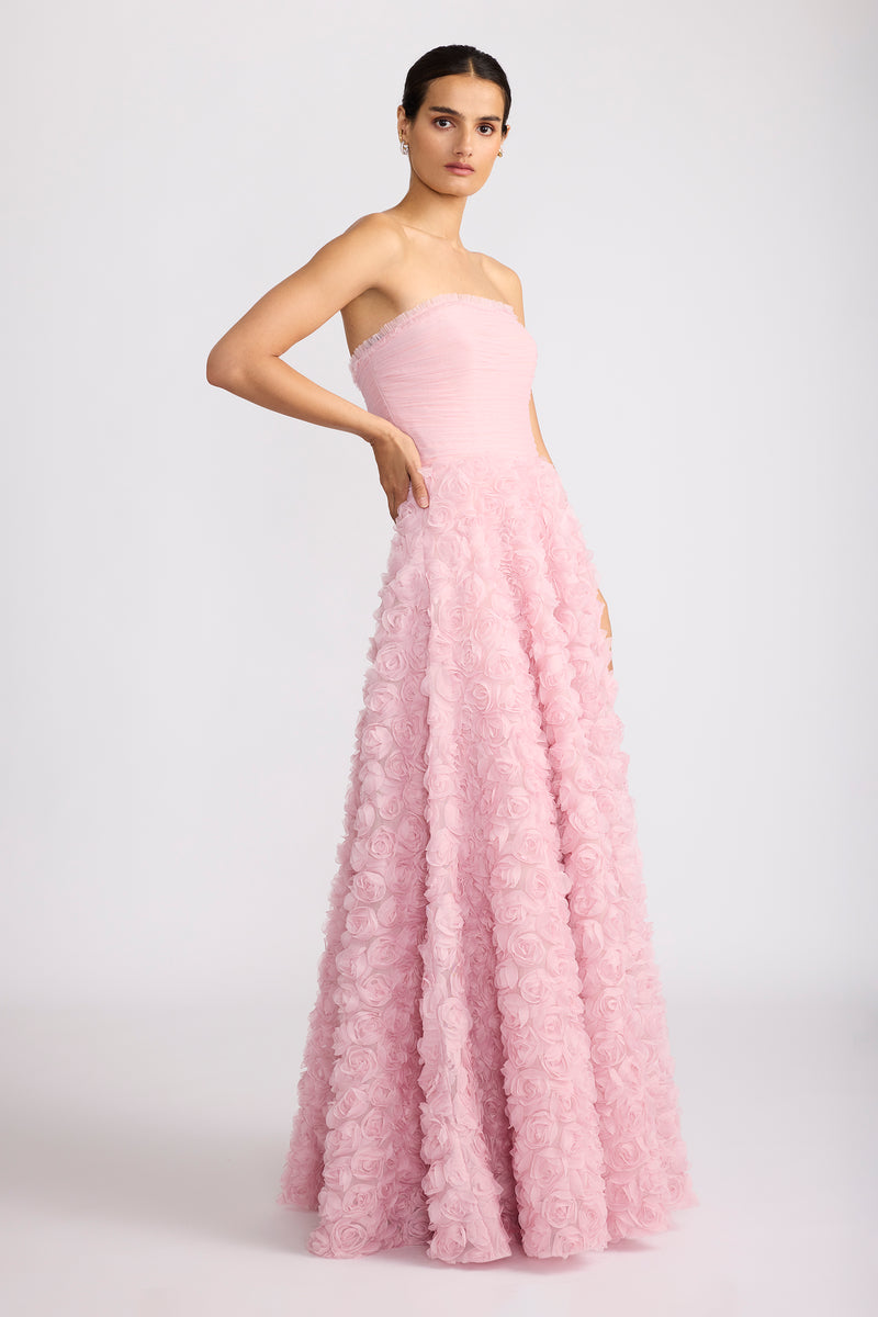 ROSE APPLIQUE TULLE GOWN