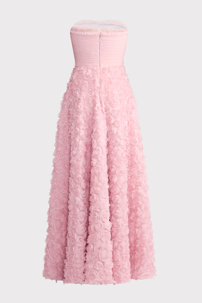 ROSE APPLIQUE TULLE GOWN