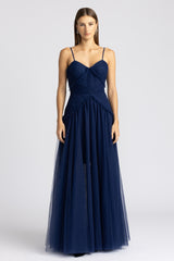 PLEATED TULLE GOWN