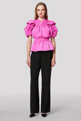 PUFF SLEEVE TAFFETA TOP