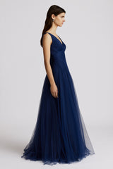 PLEATED TULLE GOWN