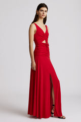 V- NECK MATTE JERSEY GOWN
