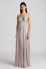 LAME PLEATED GOWN