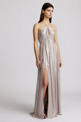 LAME PLEATED GOWN