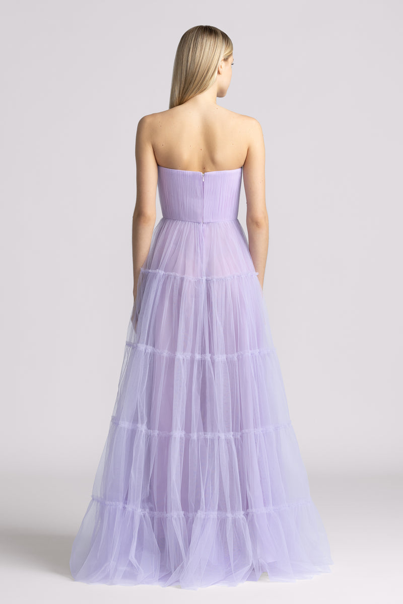 STRAPLESS TULLE GOWN