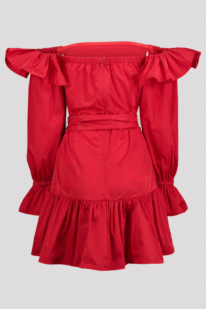OFF SHOULDER TAFFETA DRESS
