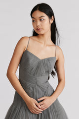 PLEATED COCKTAIL MIDI DRESS