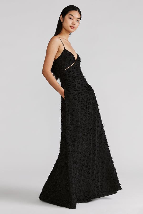 FRINGE JACQUARD GOWN