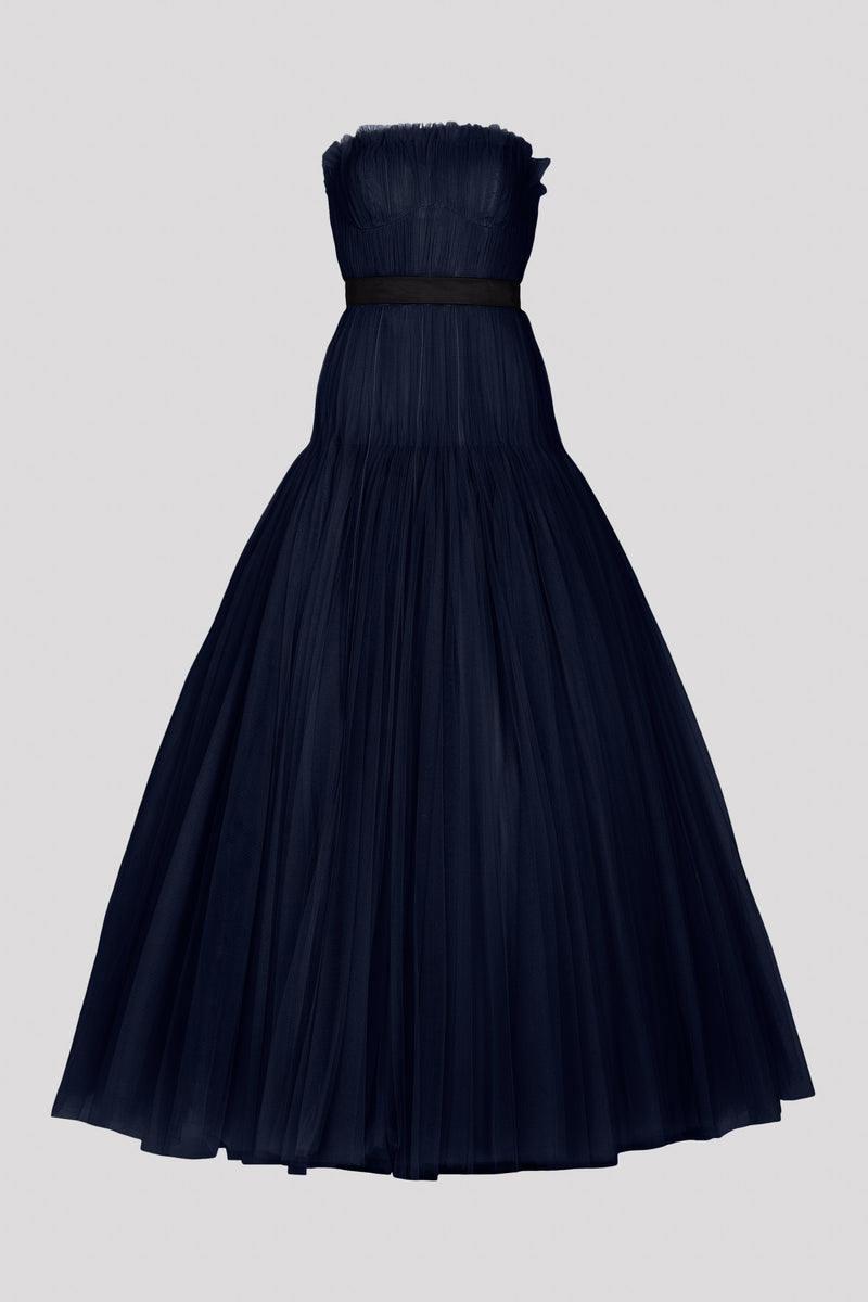 STRAPLESS PLEATED GOWN